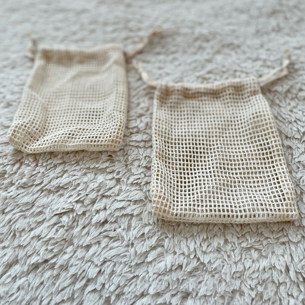 Bundle Of 2 Cream Drawstring Net Bags - image 3